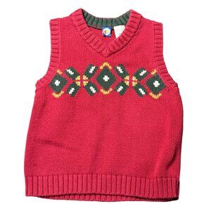 Gymboree Boys Holiday Sweater Vest Red Green Diamond Argyle Large Festive